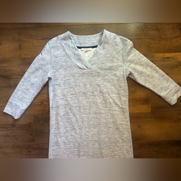 T by Talbots Heather Blue Gray Knit Dress | Size Petite P - Picture 2 of 5